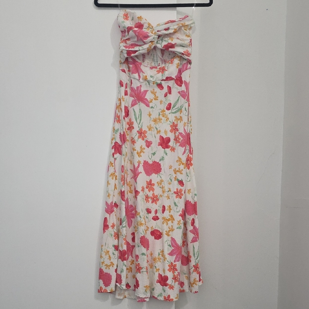 Altar'd State Strapless Dress with Floral Accents